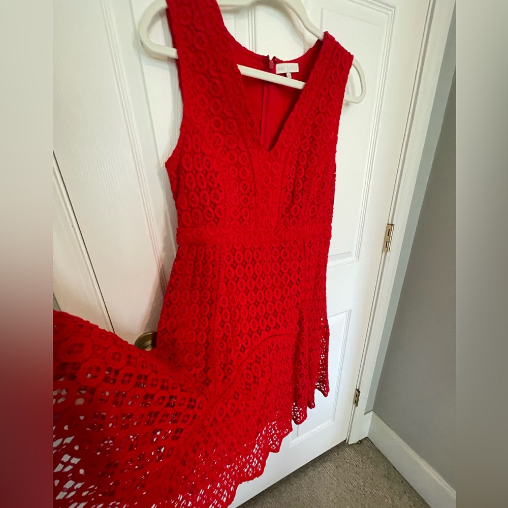 Anthropologie Dress by San & Soni Red Lace Fit & Flare Dress